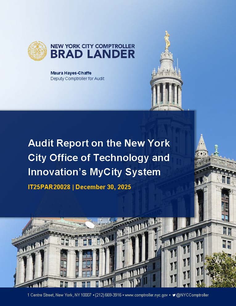 Audit Report on the New York City Office of Technology and Innovation's MyCity System (IT25PAR20028)
