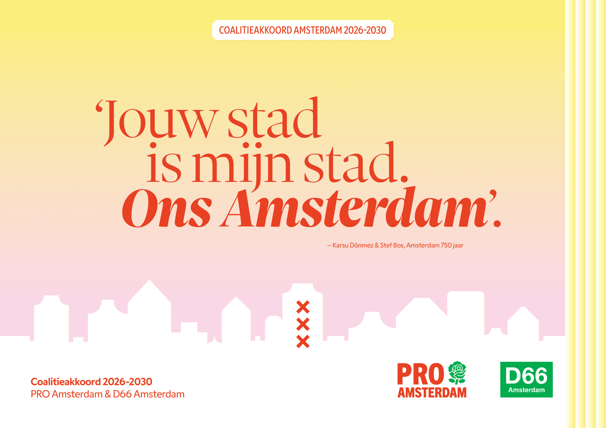 Jouw stad is mijn stad. Coalitieakkoord 2026–2030 PRO Amsterdam en D66 Amsterdam